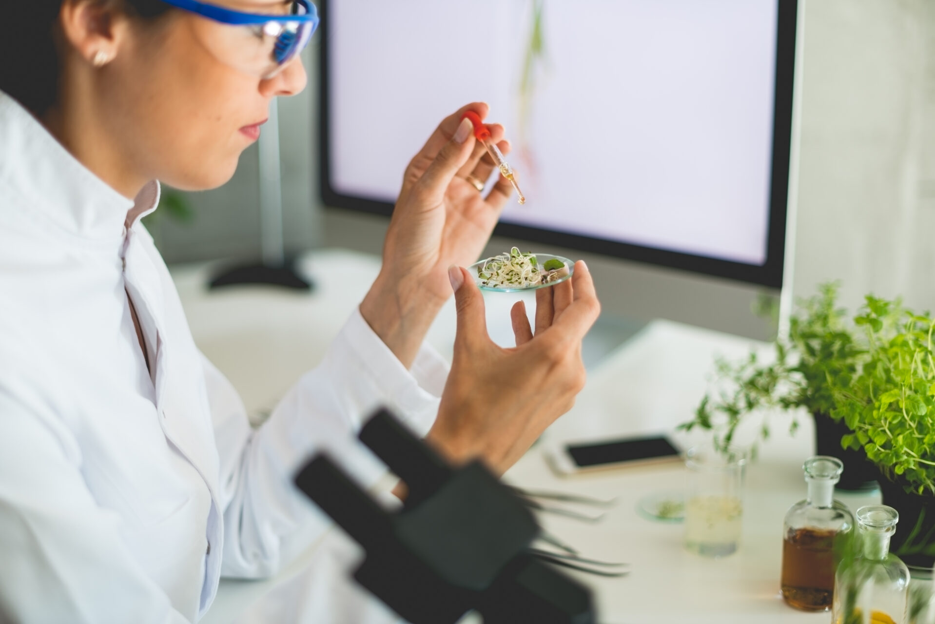 Biologist working in laboratory