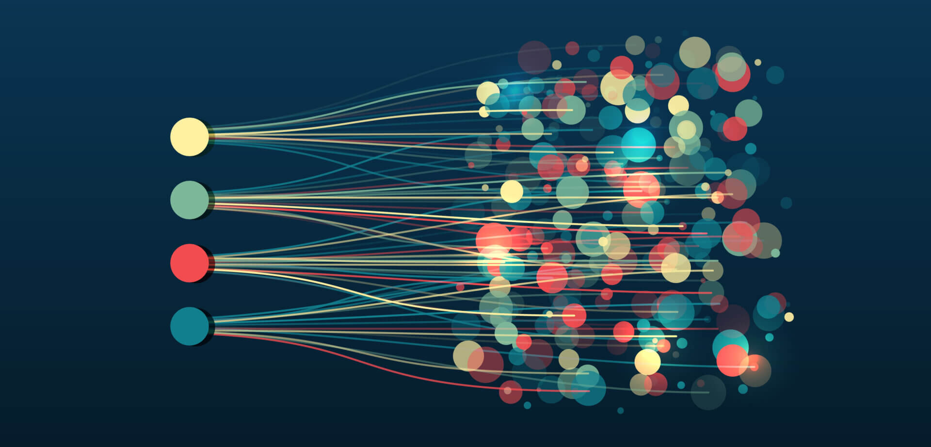 Sorting a large amount of data on a dark background. Big data vi